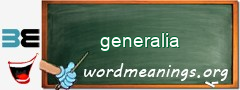WordMeaning blackboard for generalia
